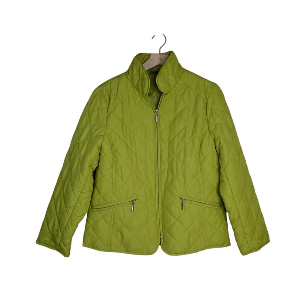 Jane Ashley Women's M Green Quilted Zip Front Jacket